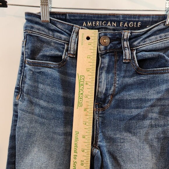 American Eagle Next Level‎ Stretch High Rise Jeggings Distressed Stretch 2 SHORT - Picture 9 of 11